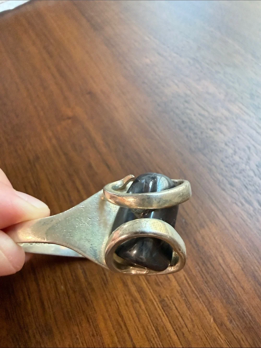 Silver Fork Bracelet With Center Stone